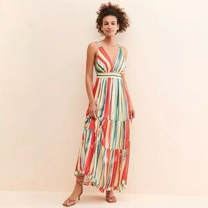 Anthropologie Vibrant Striped Maxi Dress